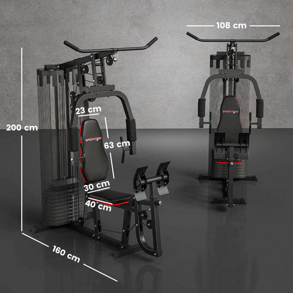 Weights Machine, Multi Gym With 45kg Weight Stack, Compact Home Gym Leg Press Machine For Full Body Training